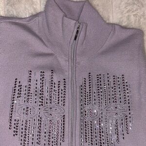 Bebe Lavender Zip-Up Sweater
